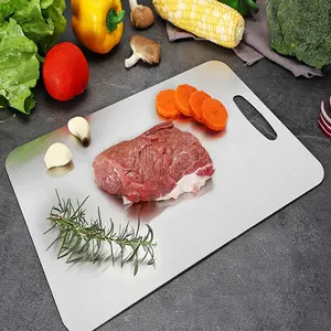 Premium Stainless Steel Kitchen Cutting Board, Non-slip Rubber Base, Heavy Duty Chopping Board for Meat Vegetables, Kitchen Gadgets, Christmas, Thanksgiving Gifts for Motherl, Family