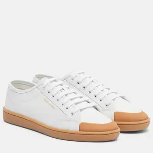 Saint Laurent Leather Sneakers Low Top White Size 38