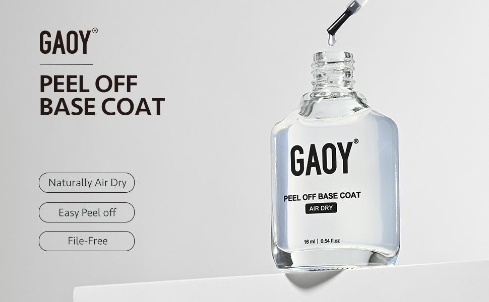 GAOY Air Dry Peel Off Base Coat, 16ml Practice Base Coat for Nail Colors Test, Easy to Peel, No UV/LED Lamp Needed