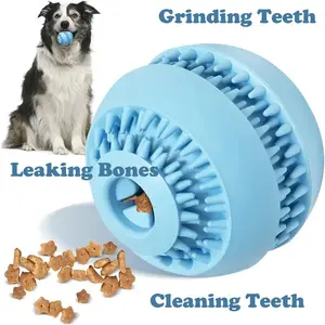 Durable Rubber Dog Chew Ball with Treat Dispenser – Teeth Grinding & Cleaning Design, Food-Safe Material, Great for Teething, Playtime & Dental Care for All Breeds