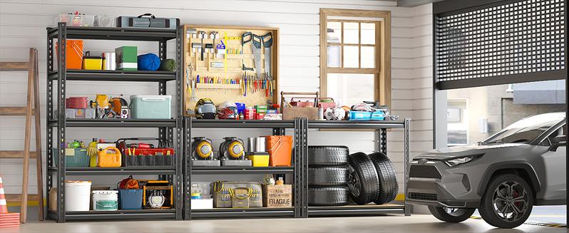 Raybee Garage Shelves Classic 5-Tier W30N Metal Storage Shelving Unit Height Adjustable Versatile Utility Rack for Warehouse Organizing Pantry Kitchen Organiser