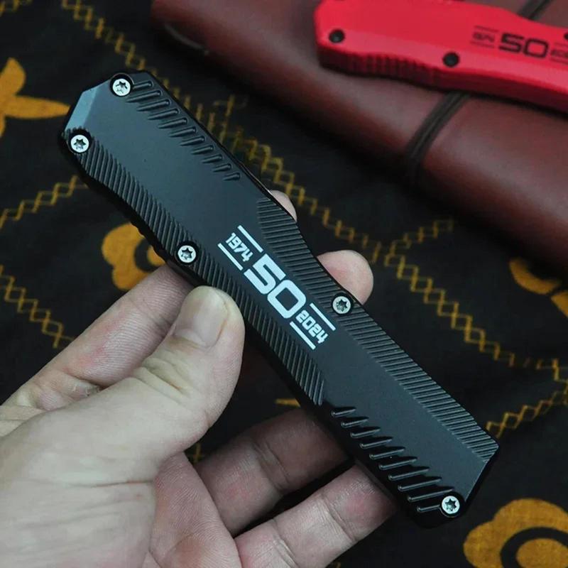 Black Friday  KS9000 OTF50th Anniversary Folding , QualityPocket ,Fruit ,Outdoor Adventure Tool, Fishing LineCutting Tool, Men's Gift,Christmas Gift micro techknife,Black/Rad
