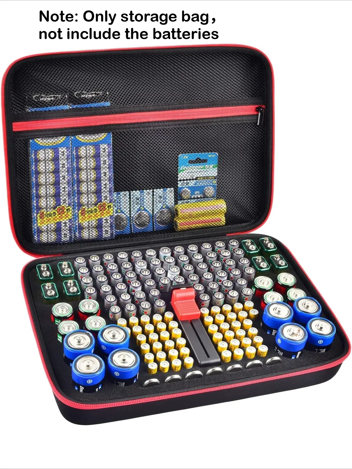 Battery Organizer Storage Holder, Organizing Containers Box with Lid, Storage Batteries Storage Containers Box with Divided Compartments and Battery Tester Checker Fits for AA AAA 9V C D Lithium 3V CR2032 CR2025 (Case Not Includes Batteries)