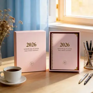 2026 90-Day Goal Planner | Daily Weekly Monthly Agenda | Hardcover Spiral Notebook with Pink Gift Box