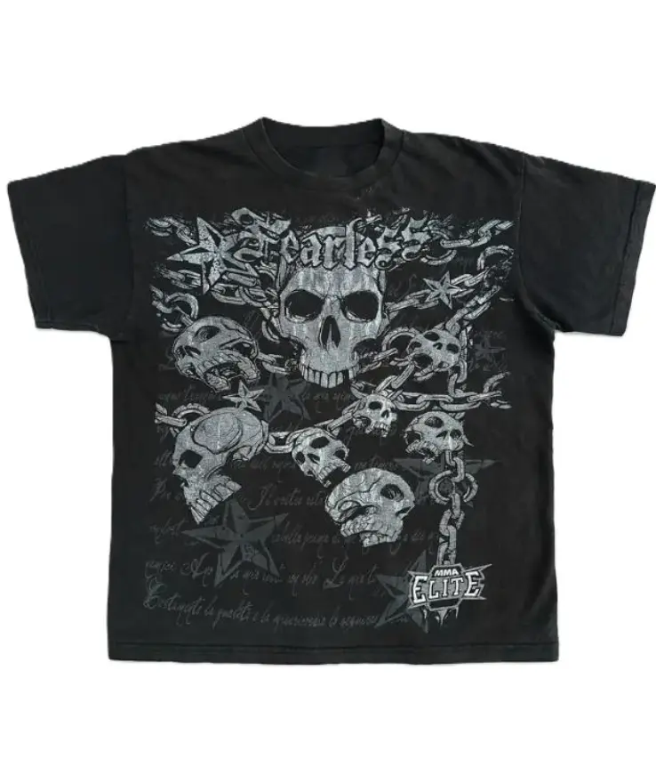 Y2K Retro Futuristic Graphic T-Shirt - Black Edgy Skull & Flame Print Streetwear Tee, Hip Hop T Shirt, Street Style Clothing, Animeinspired Print, Womenswear Menswear Top Underwear Tshirt Cotton Soft