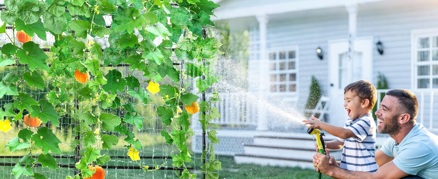 Tall Garden Arch Trellis for Climbing Plants Outdoor, 4/5/7/7.5 ft Tall Polyethylene-Coated Stainless Steel Garden Arch for Climbing Vine Vegetable/Fruit/Flower, Cucumber Trellis for Raised Bed, Black