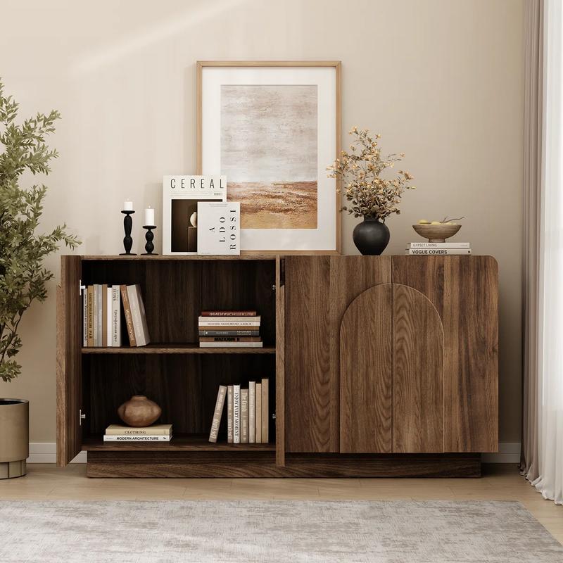 【Valentine's Day gift】ONBRILL Gorgeous 31.5"/60" Buffet Cabinet Sideboard with Storage, Modern INS Coffee Bar Cabinet with Doors, Farmhouse Storage Cabinet with Adjustable Shelves for Living Room Kitchen Hallway,Bedroom Furniture,Christmas Gift