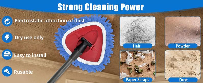 Chenille Duster Replacement Heads for O-Cedar Rinse Clean 2 Tank System 2025 Unique Design Turn Mop into Long-Handle Duster Dry Cleaning Trap Pickup