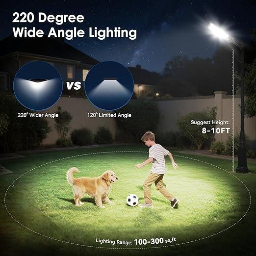 2 Pack Solar Street Lights Outdoor Waterproof 6500K 1300LM LED Solar Flood Lights Dusk to Dawn Parking Lot Light with Motion Sensor & Remote Control for Commercial Area Lighting Yard