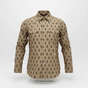 Beige Western Fashion Long Sleeve Shirt-LAM2024