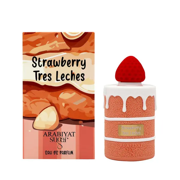 Arabiyat Sugar Strawberry Tres Leches Eau de Parfum - Women's Gourmand Floral Fruity Marshmallow Perfume, 3.4 fl oz (3 to 3.9 fl oz Range), Creamy Vanilla-Caramel Notes, 36 Months Shelf Life, Adults' Signature Bottle Fragrance