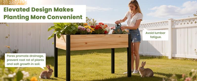 Lilypelle Wooden Raised Garden Bed with Legs, Elevated Reinforced Large Planter Box for Vegetable Flower Herb Outdoors, Beam and Column Structure, Unmatched Strength Outlast