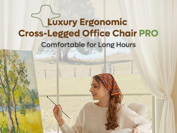 Pinmoco Extra Wide Ergonomic Cross Legged Swivel Chair - Adjustable Height, Teddy Fabric, Reversible Seating, Versatile for Home & Office Use