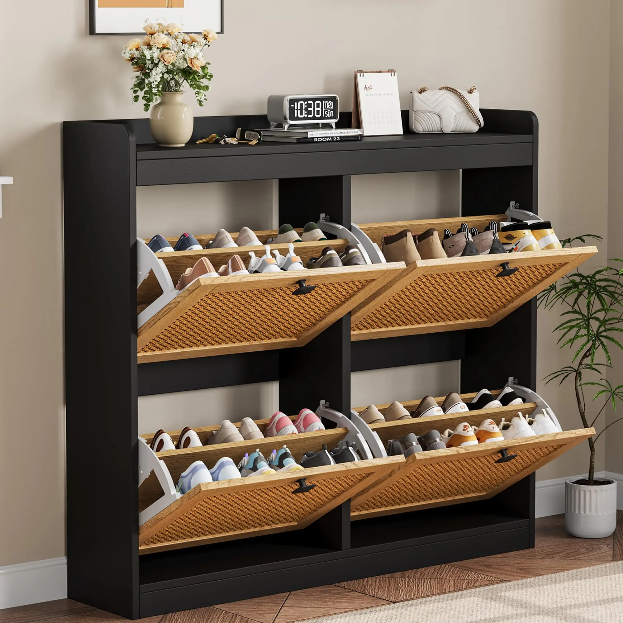 Garvee Shoe Cabinet with 4 Flip Drawers