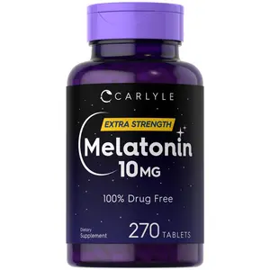 Carlyle Melatonin 10mg | 270 Tablets | with L-Theanine | Vegetarian, Non-GMO, Gluten Free Supplement