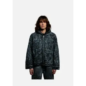 Revenge | SPIDER WEB DENIM JACKET WAXED BLACK