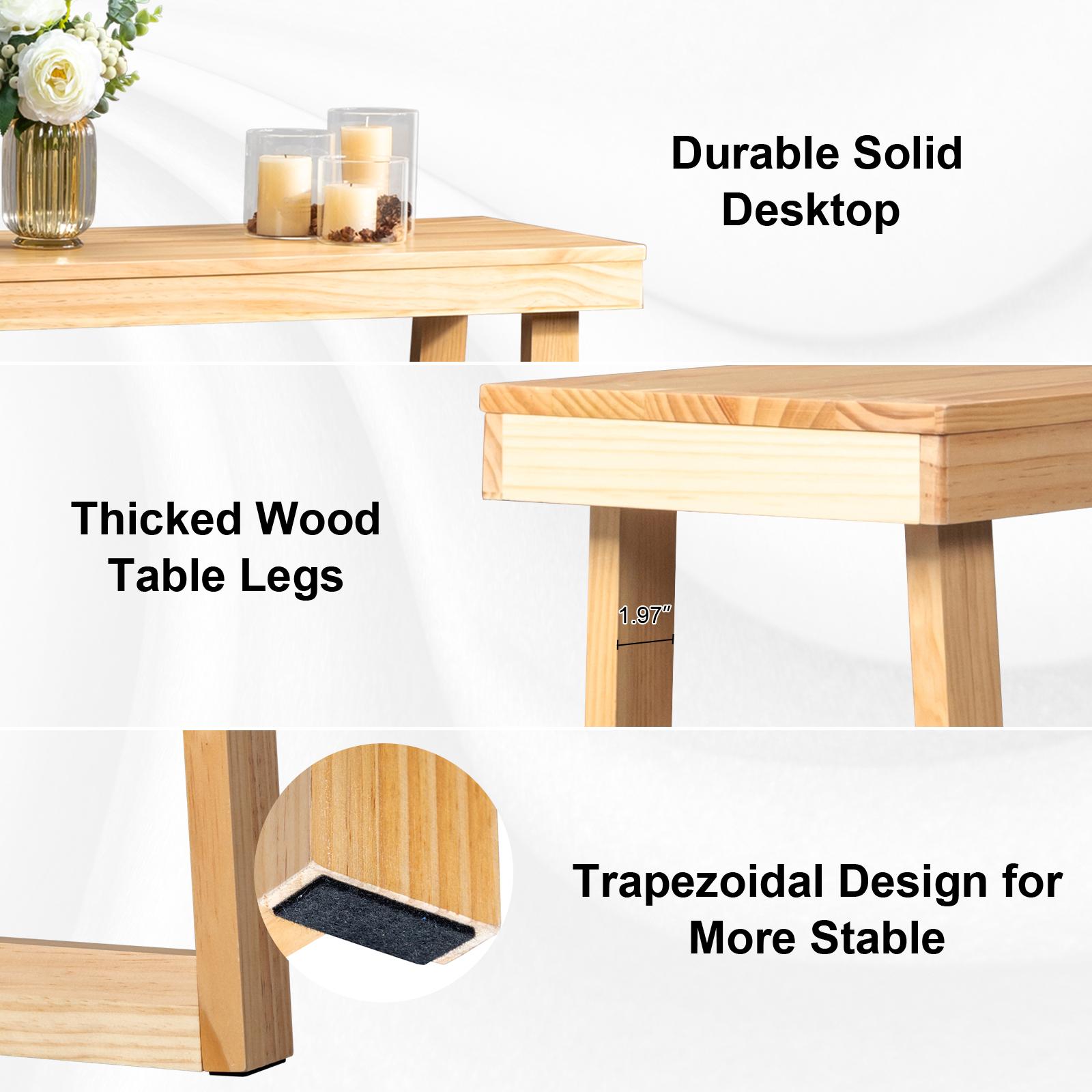 Karl Home 35.8/43.3-Inch Solid Wood Console Table (Black/Wood Color) – Perfect for Entryway, Hallway, Behind the Couch, Living Room & Foyer