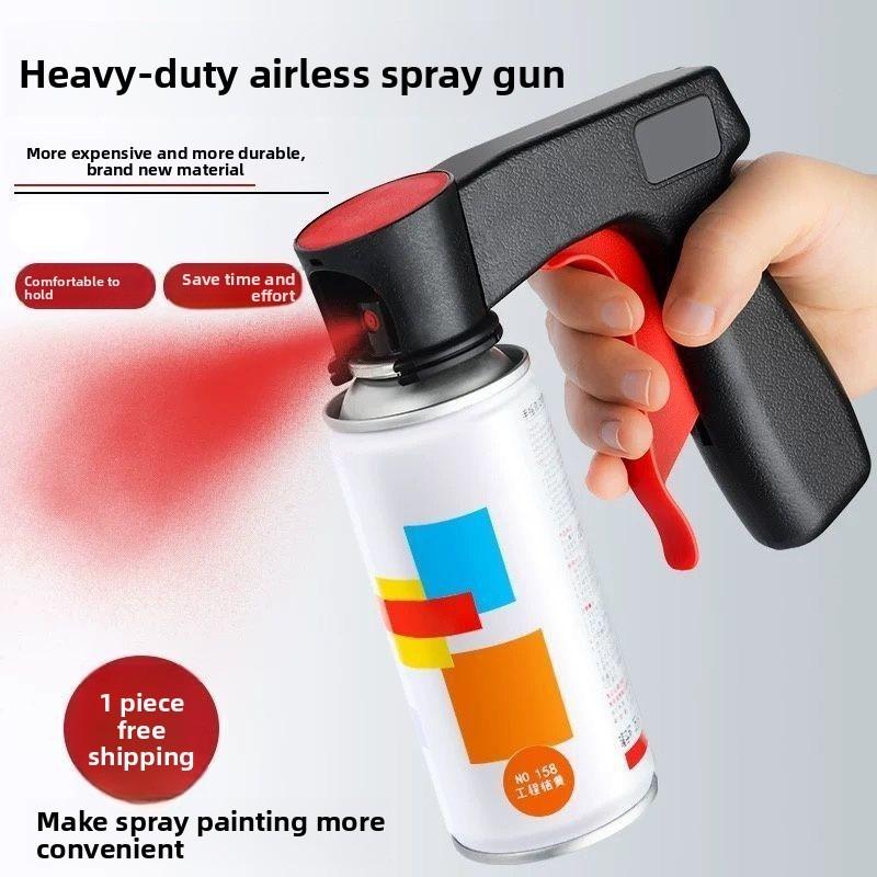 Hand using the black and red trigger handle on a spray can