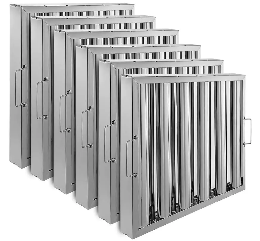 Garvee Hood Filters 430 Stainless Steel 5 Grooves Commercial Hood Filters,Range Hood Filter for Grease Rated Commercial Kitchen Exhaust Hoods,Pack of 6,19.5x15.5x1.9 inch