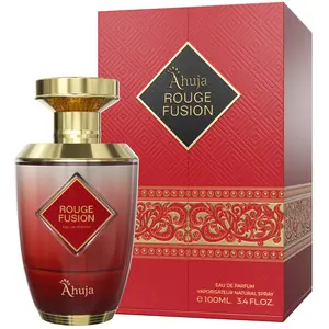 AHUJA Rouge Fusion Unisex Eau De Parfum (3.4 fl oz) — Long Lasting Cologne for Men & Women — Bold Citrus, Vanilla, Rose, Pine & Geranium Notes — Luxurious Gift Fragrance for All Occasions