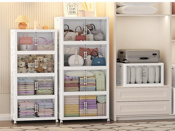 Broview V20 300QT/400QT/640QT Extra Large Stackable Storage Bins, Clear Plastic Closet Organizer Cabinet with Lid and Wheels, Collapsible Latch Boxes Folding Drawer with Door for Home Kitchen Room Organization Broview V20 300QT/400QT/640QT Extra Large Stackable Storage Bins, Clear Plastic Closet Organizer Cabinet with Lid and Wheels, Collapsible Latch Boxes Folding Drawer with Door for Home Kitchen Room Organization