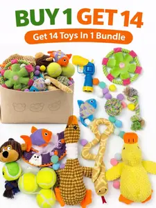 15-Piece Set of Cute Barking Dog Toys Plush Puppy Toys Adorable Puppy Teething Toys Suitable for Small to Medium Dogs Soft Plush Pet Toy Set