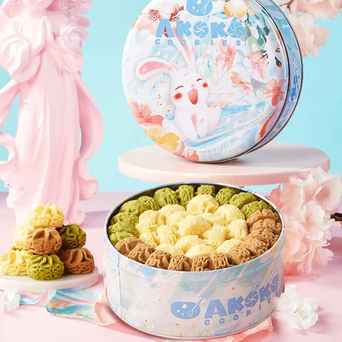 Akoko Butter Cookies Gift Box - Classic Trio (Original, Coffee, Matcha) 230g | Soft, Melt-in-Your-Mouth, Viral Snack, Zero Additives