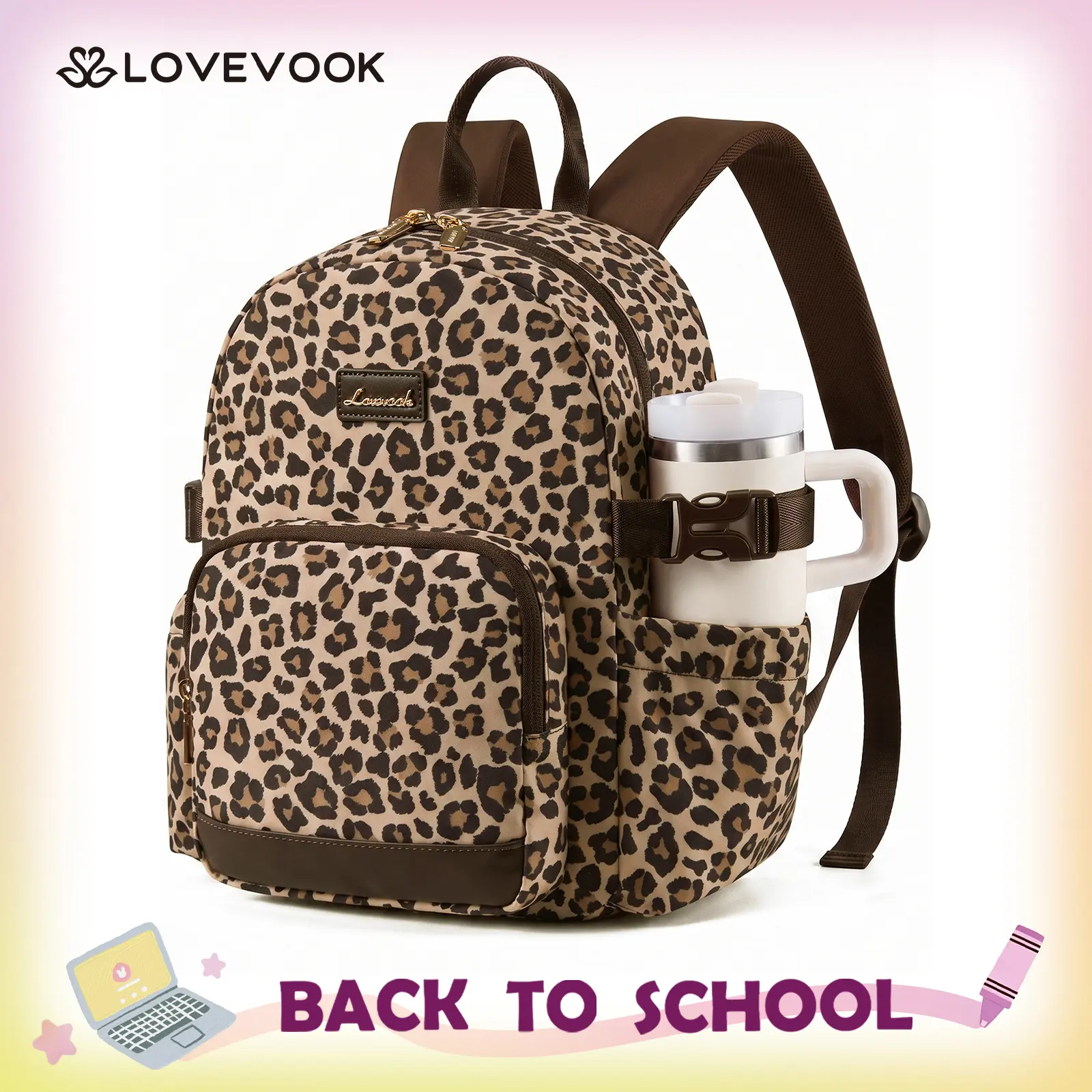 LOVEVOOK Upgrade Mini Backpack Purse for Women with Giant Tumbler Holder - Lightweight Small Backpack Women for Work Travel Park, Cute Water-Resistant Mini Backpack for Daily College,Back to School
