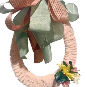 Easter Egg Wreath , Pink and Green Spring Door Decor, Pastel Farmhouse Easter Decoration