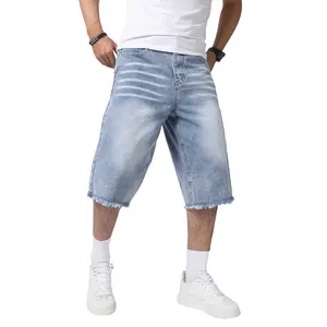 JUNBAOSS Men's Loose-Fit Y2K Denim Shorts – Retro Wide-Leg Hip Hop Jorts, Trendy & Comfortable Below-Knee Summer Shorts