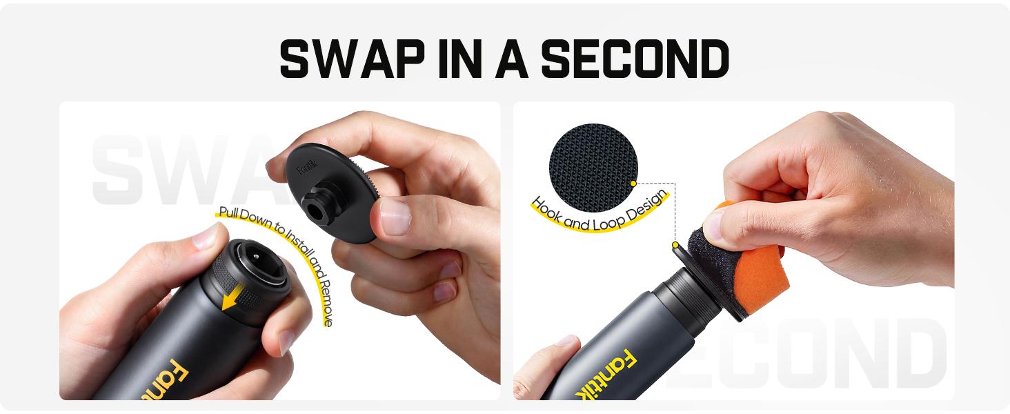 Fanttik P10 Pro Mini Car Buffer Polisher, 4000mAh Cordless Rotary Car Polisher Waxer, 2 Inch/3 Inch, 3 Variable Speed 300-950 RPM Car Detailing Kit for Polishing, Sanding, Waxing and Cleaning