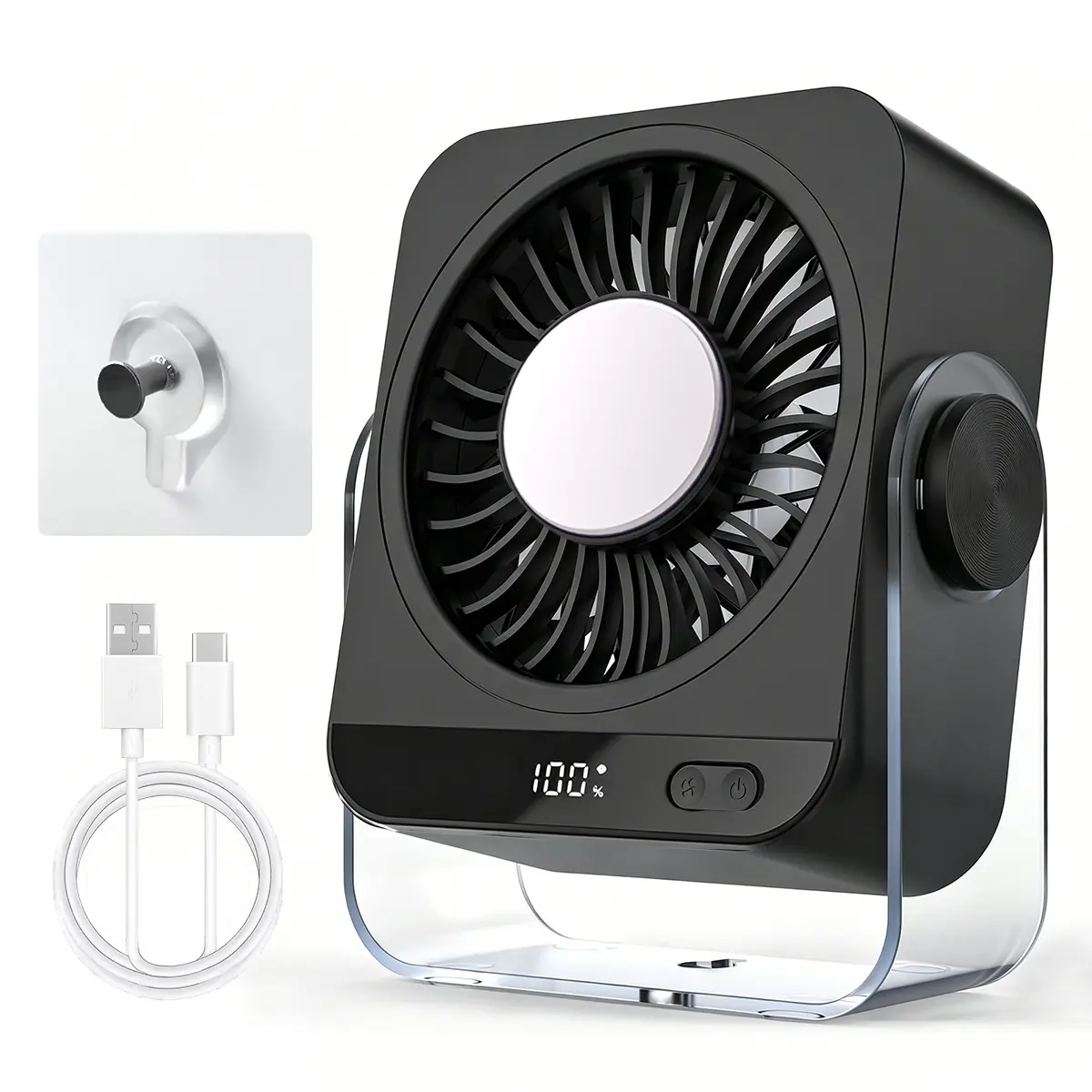 Desktop Fan Turbo Table Fan Travel Vacation Essentials for Office 199-Speed Digital Display Low Noise Rechargeable Battery Dual Adjustment Modes Quiet Cooling Quiet Desk Fan Portable