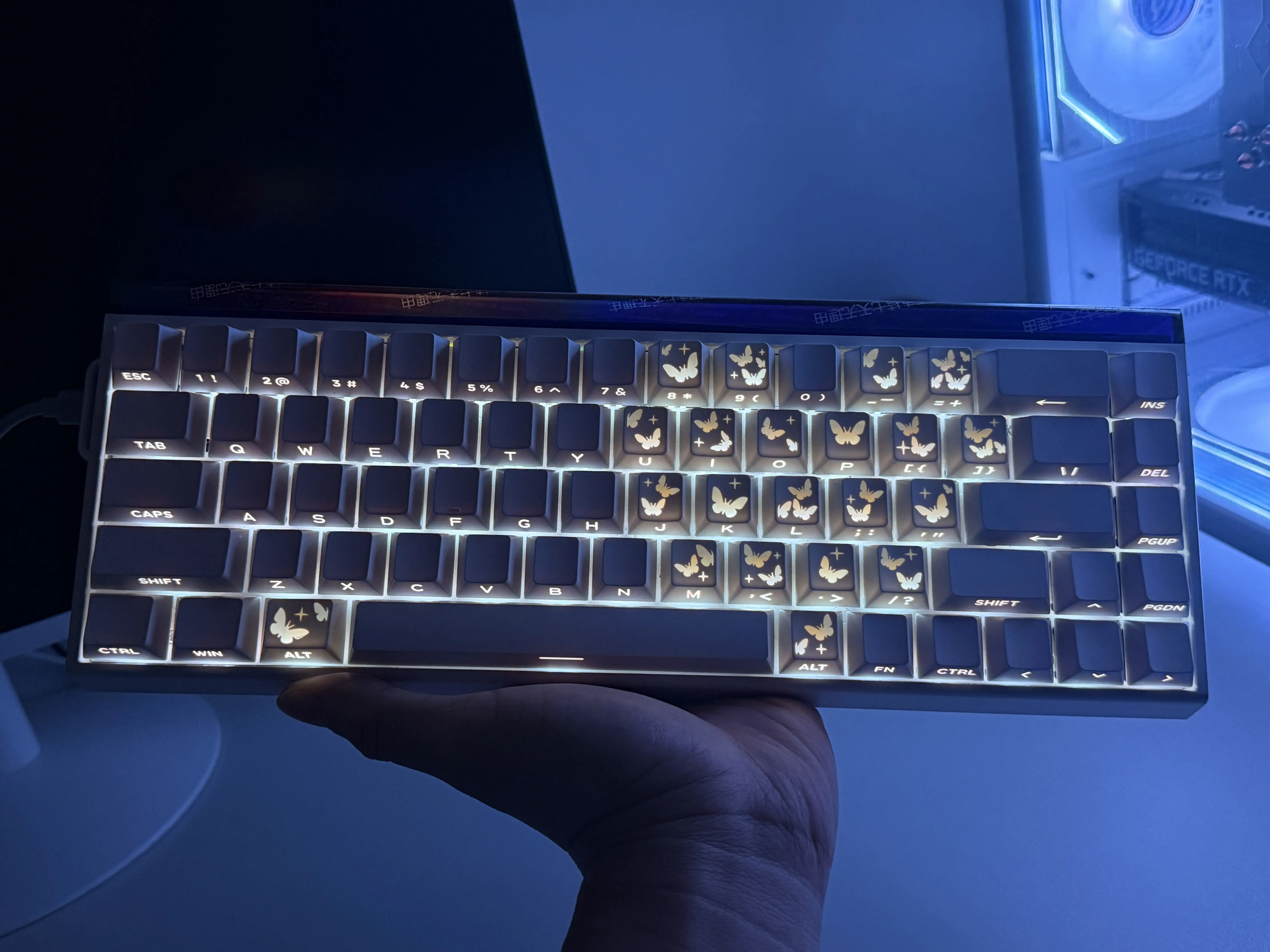 21-Key Butterfly PBT Keycap Set, Side-Printed RGB Shine Through Keycaps for Mechanical Aesthetic Keyboards with RGB Backlighting, Rgb Backlighting Keyboards Diy Layout, Only keycaps,Keyboard Not Included pc accessory,back to school,back to school haul