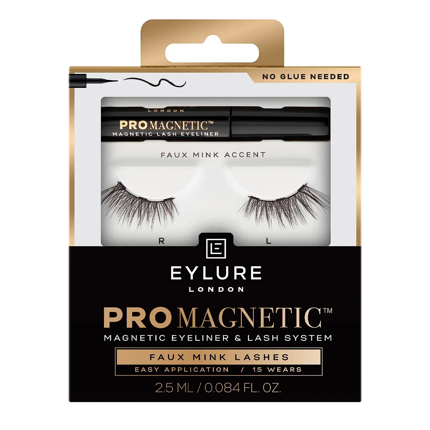 Eylure London Pro Magnetic Eyeliner & Lash Cosmetic System - Faux Mink Lashes with 3 Magnets, 0.084oz/2.5ml