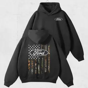 Ford Trucks Camo Hoodie – Vintage Ford USA Flag Graphic Hoodie, Classic American Truck Streetwear for Men & Women, Perfect Gift for Pickup & Country Fans, Sweatshirt and T-shirt