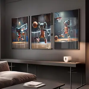 Kaws Playing Basketball Poster, set of 3, Pritable kaws Figure, Hypebeast Basketball Lover Poster, Hypebeast Minimalist, Men Room Decor