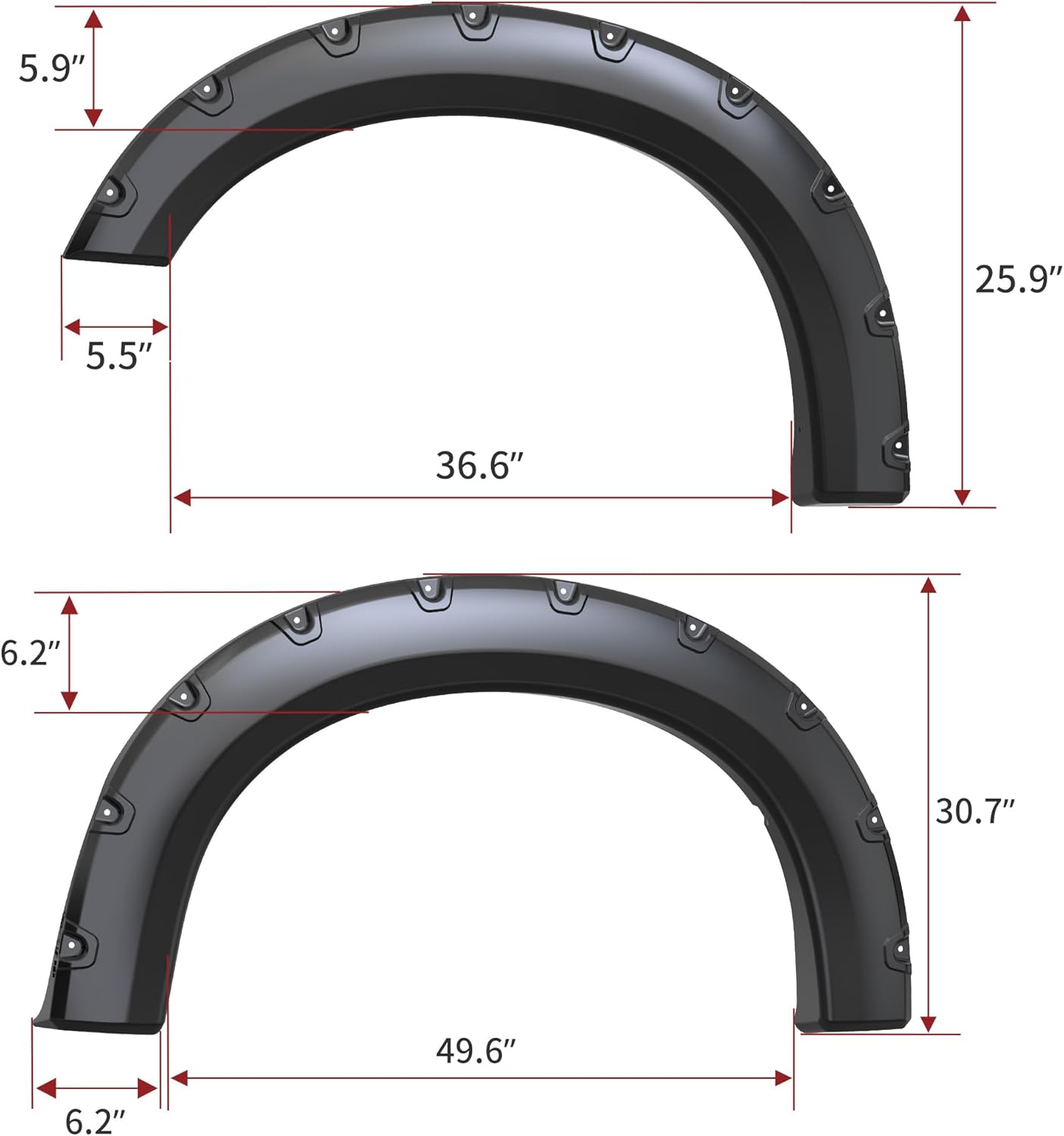 YITAMOTOR Fender Flares, Compatible with 2008-2010 Ford F-250 F-350 Super Duty, Smooth Black Finish Front Rear Wheels Pocket Rivet Style Resistant Mud Flaps