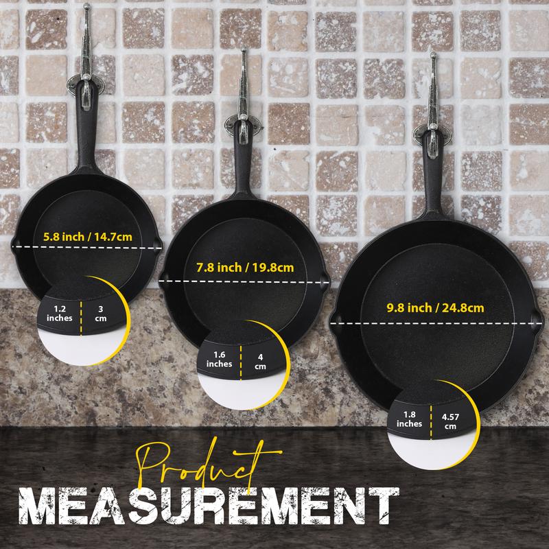 【Black Friday Deal】Utopia Kitchen 3-Piece Black Cast Iron Skillet Set – Pre-Seasoned Frying Pans – Oven, Stove, Grill, Campfire Safe – Easy to Use