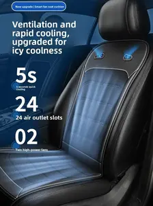 Intelligent Car Cooling Seat Cover with Rapid 5-Second Cooling, Adjustable Electric Fan, 12/24V, Gray, for SUVs & Sedans, Heatable in Winter, Essential for Driving, Summer Must-Have