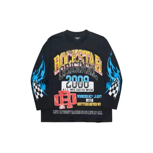 Colorful Race Black Long Sleeve Graphic T-Shirt