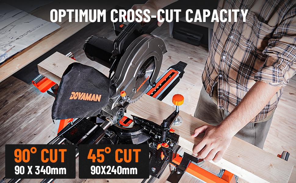 DOVAMAN 10in 15A Single Bevel Sliding Miter Saw, w/3 Blades, 4500/3200RPM, Max Cut 3.5x13.4in, 9 Positive Stops for Wood, PVC or Soft Metal