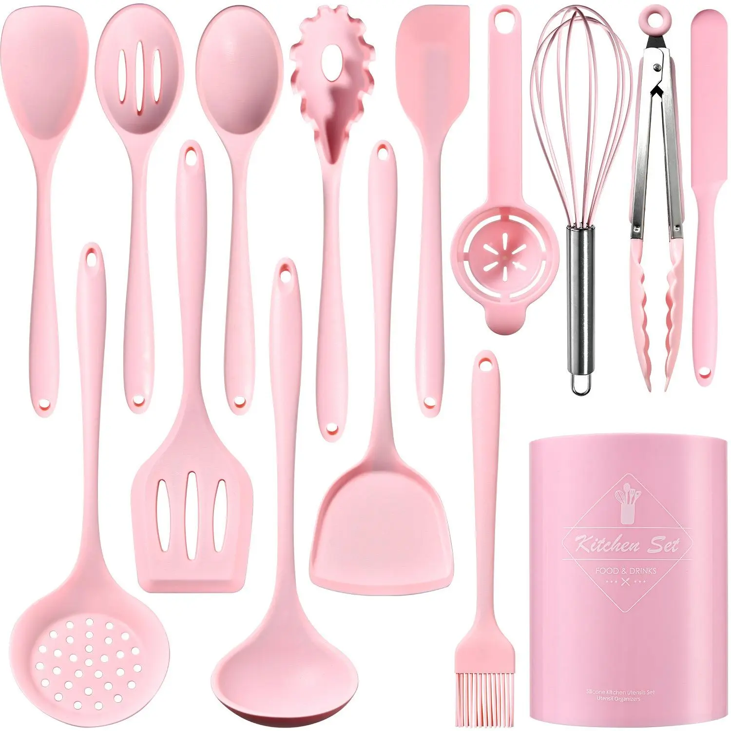 12/15/32 Piece Silicone Cooking Utensil Set, Heat Resistant Up to 446°F, Non-Stick Household Kitchen Cooking Tools, Dishwasher Safe, Includes Spatula, Tongs, Brush, Kitchen Cooking Accessories, Kitchen Utensils Gadgets