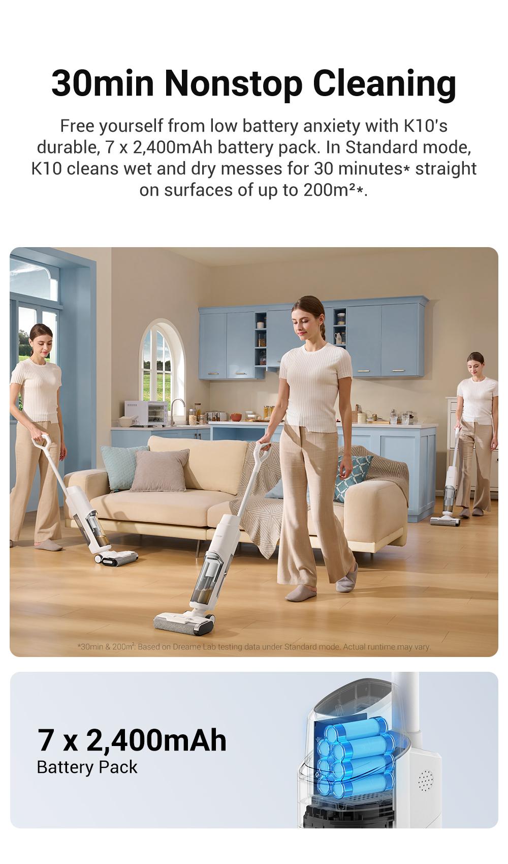 DREAME K10 Plus Vacuum Mop,  Wet Dry Vacuum Cleaner, Smart Floor Cleaner Cordless Vacuum and Mop for Hard Floors, 30min Seamless Cleaning, Cleans Itself, 540RPM Brush Darts through Dirt with Ease, Expressive Voice Prompts, Real-Time Interaction