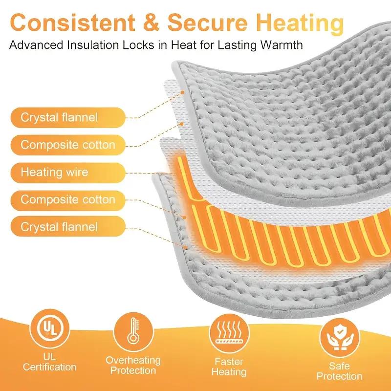 40"x20" Extra-Large xxl Heating Pad, Full Body Electric Heating Pad, Suitable for Back, Neck, Shoulders, Abdomen and Comfort During Women's Menstrual Period, Quickly Heats Up to 131°F, 6 Heat Levels, 4 Timers-Machine Wash, Christmas Gift, Dad, Mom,