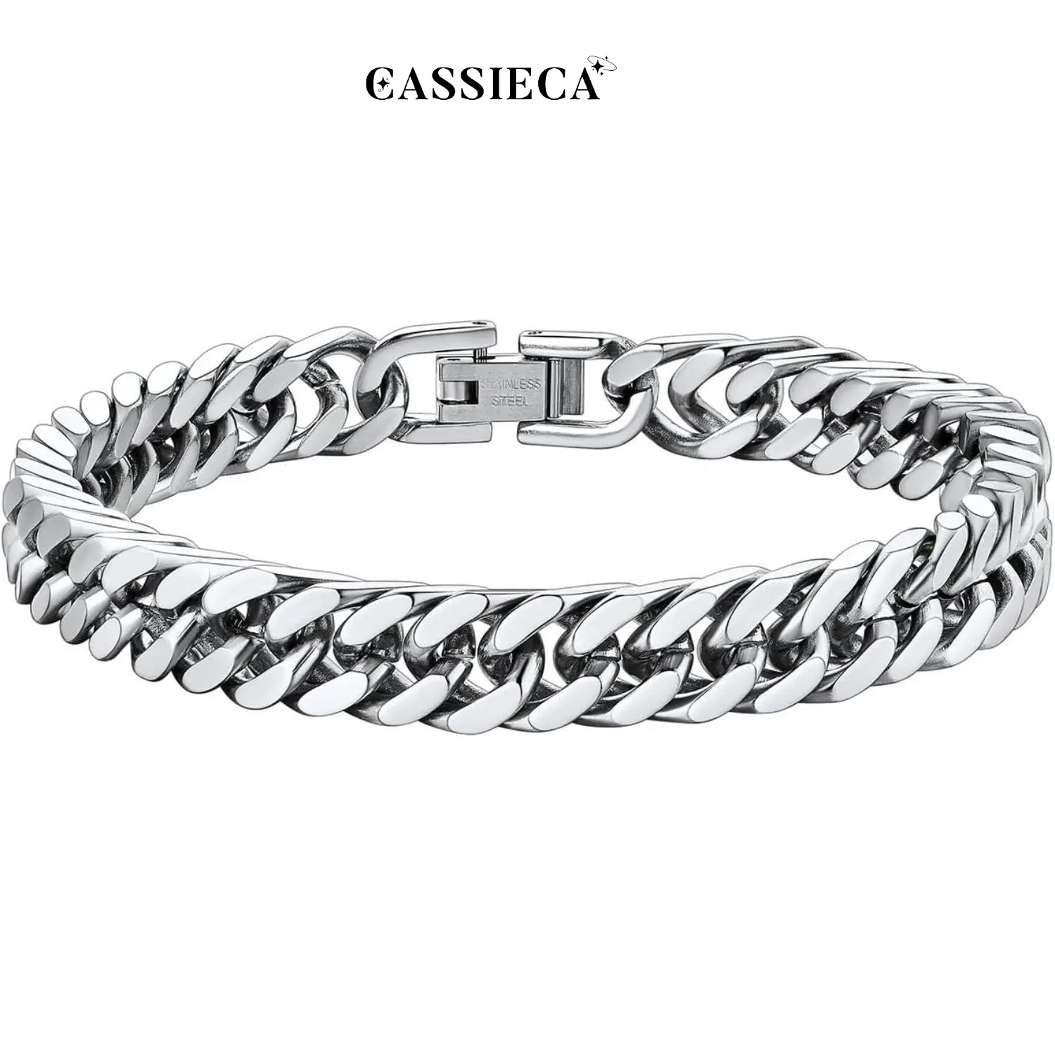 Cassieca Stainless Steel Cuban Link Bracelet - Unisex Men's & Women's Accessories, Adult Jewelry Accessory, Men's Accessories, Accessories For Women