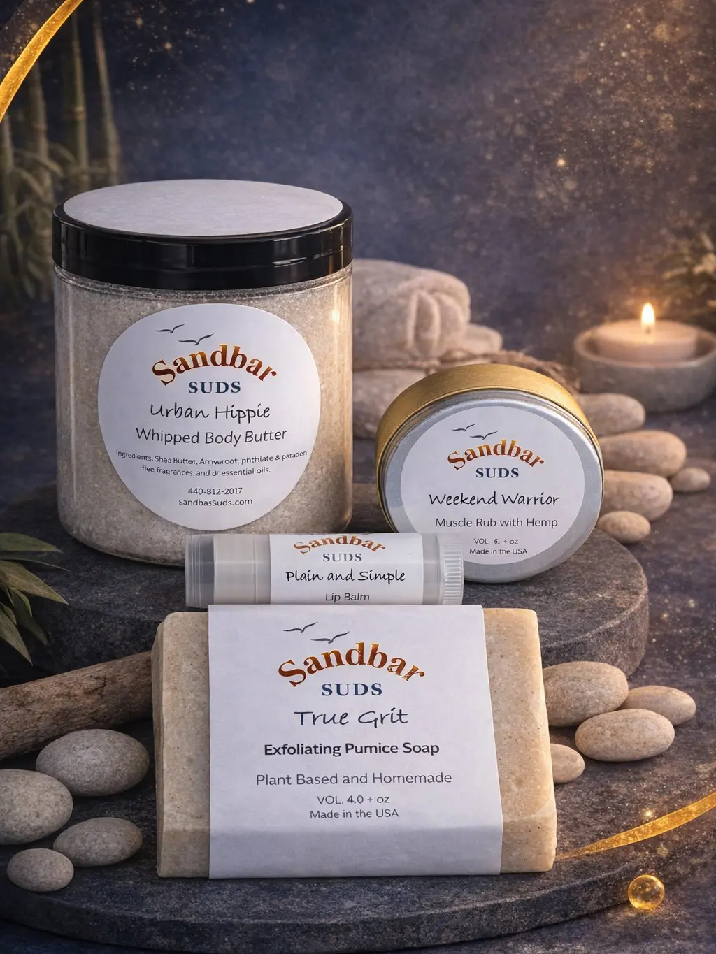 Sandbar SUDS Work It Out Gift Set | Heavy Duty Skin Care Kit | True Grit Pumice Soap, Muscle Rub & Body Butter | Gift for Men, Mechanics & Gardeners | Handcrafted Recovery Set | Made in USA