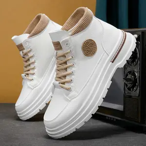 Men's High Top Casual Sports Shoes Durable PU Sole Breathable Mesh Lining Lace Up All Season Outdoor Hiking Trekking Sneakers