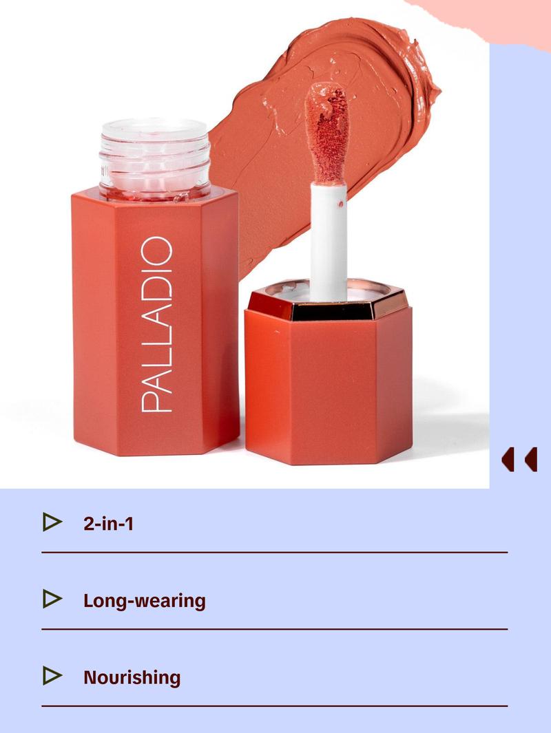 Palladio Liquid Blush for Cheeks & Lips 2-in-1 Makeup Face Blush, Weightless Cream Formula, Smudge Proof Long-Wearing Pigmented Blush, Natural Look Makeup Face Blushes, Shimmer & Satin Shades