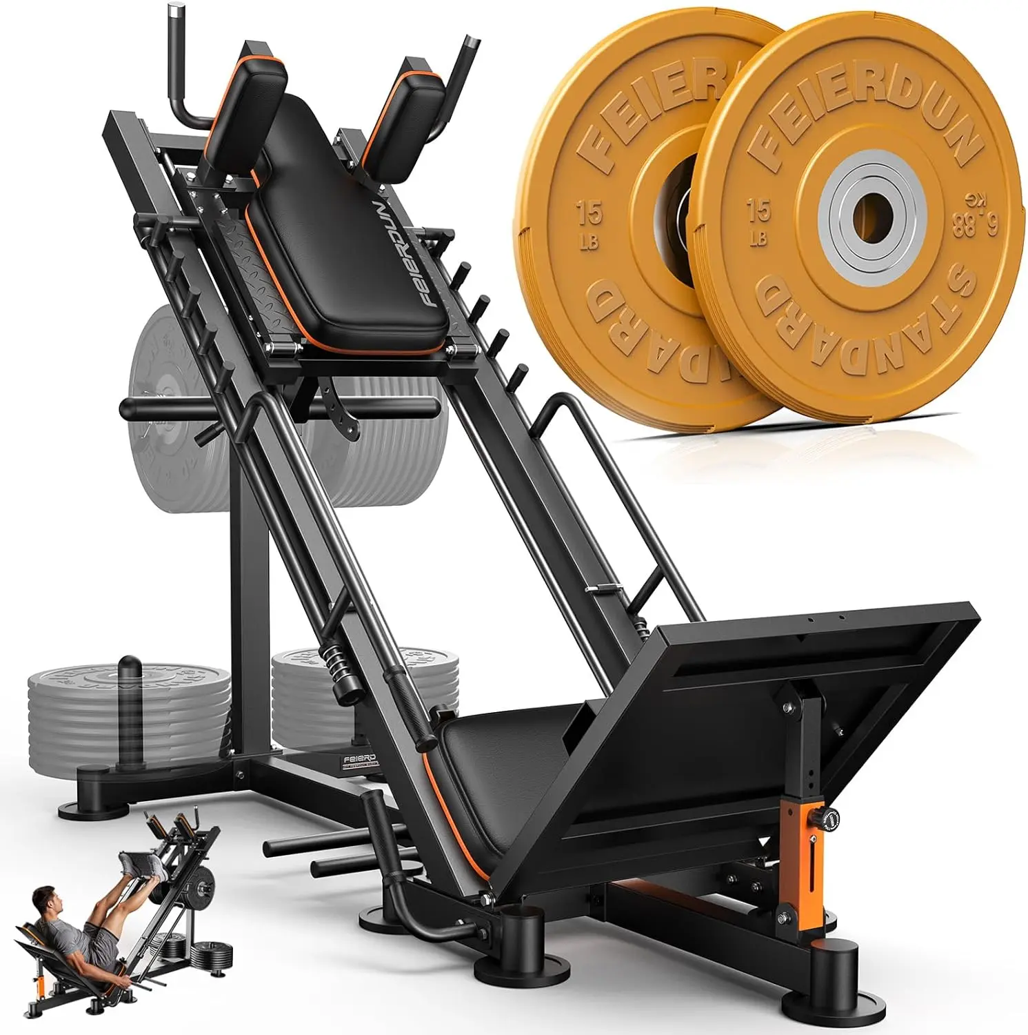 FED Fitness Feierdun Series LP1 Leg Press Machine, 3-in-1 Adjustable Hack Squat Machine for Home Gym with Linear Bearing, Leg Press Hack Squat Combo for Full Lower Body Workout【live only】