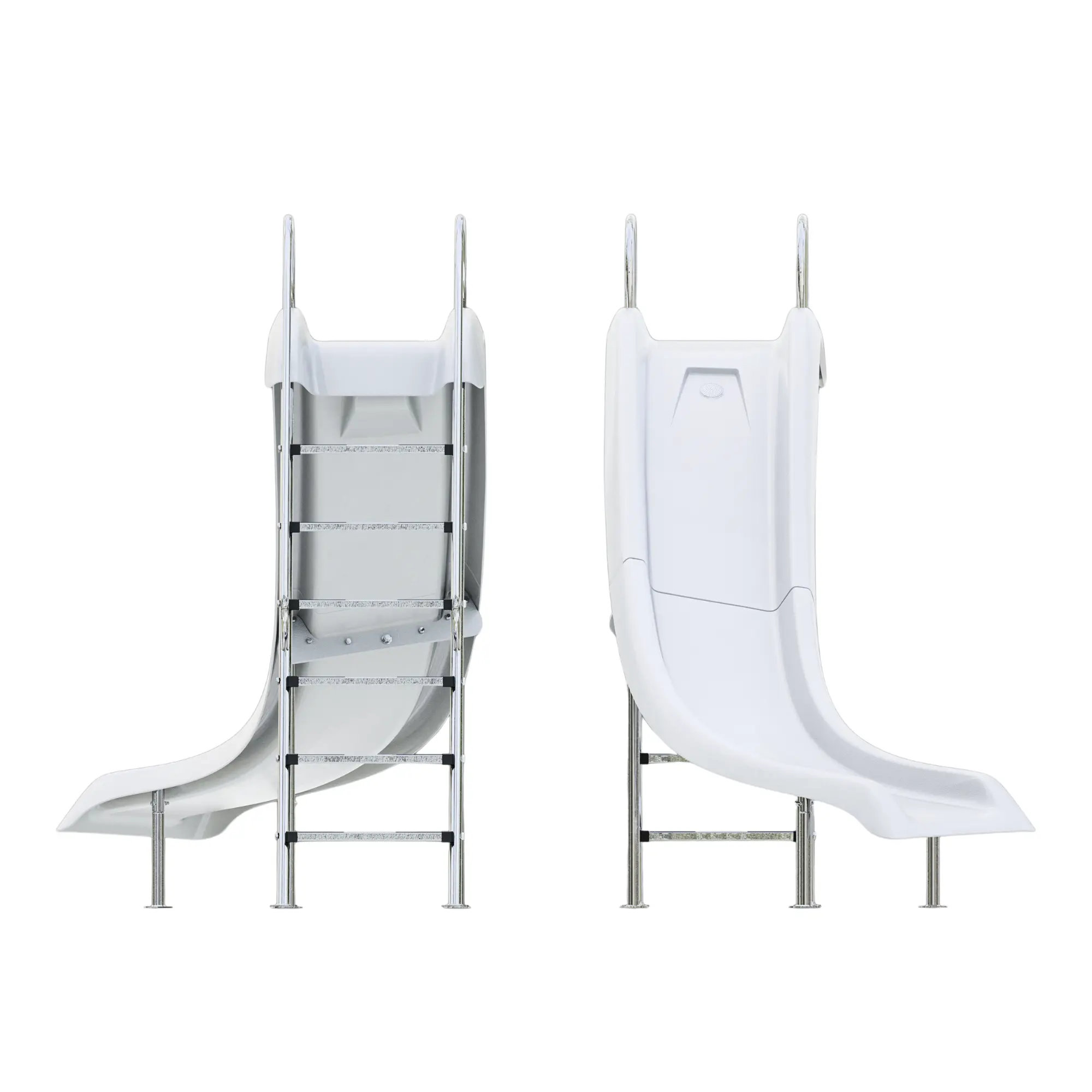 FibroSlide Full Size Fiberglass Pool Slide 10'6" Length 6' Height with Integrated Water Sprayers Stainless Steel Hardware 200 lb Capacity